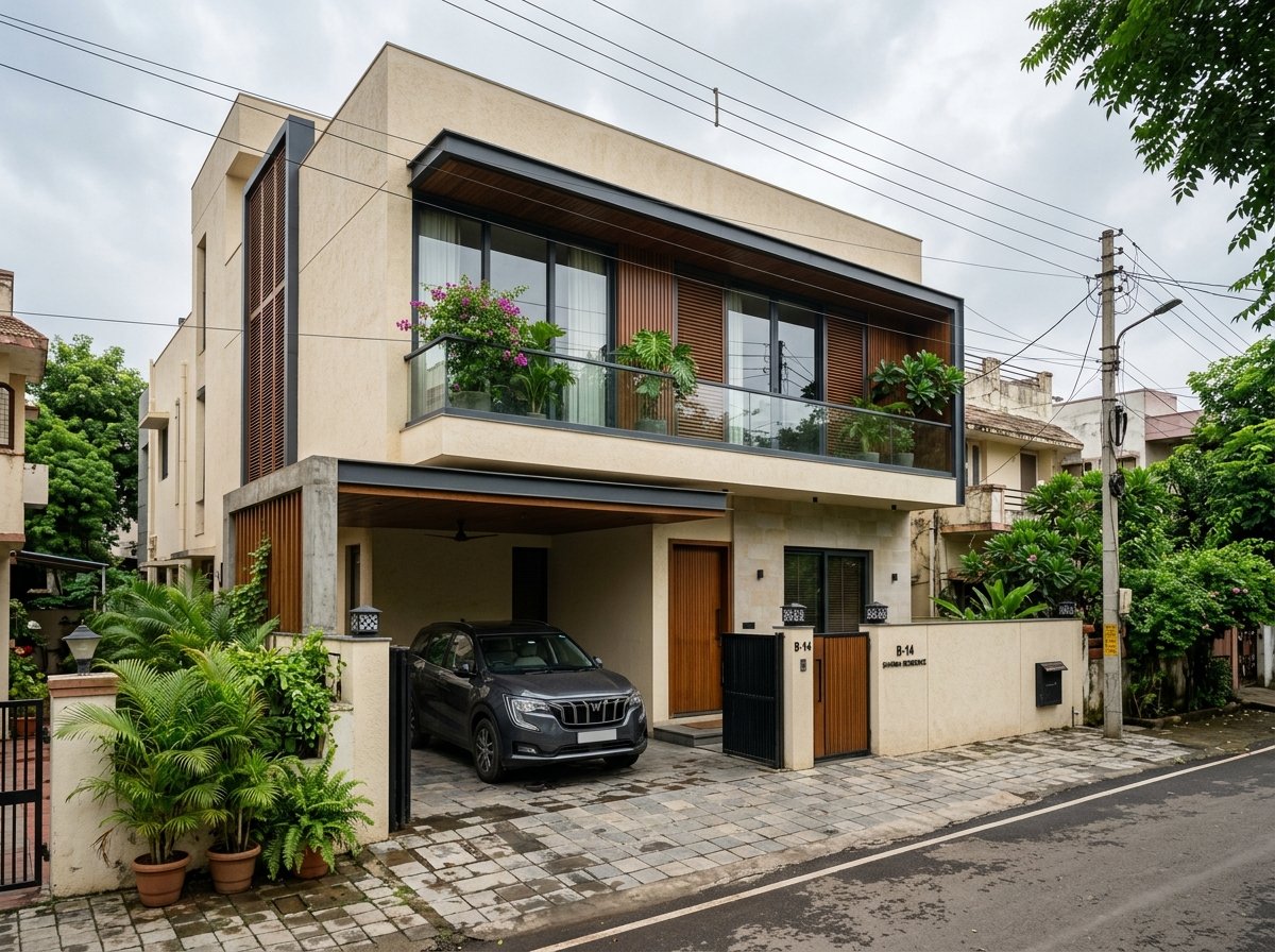 3 BHK contemporary residence architecture in Indore